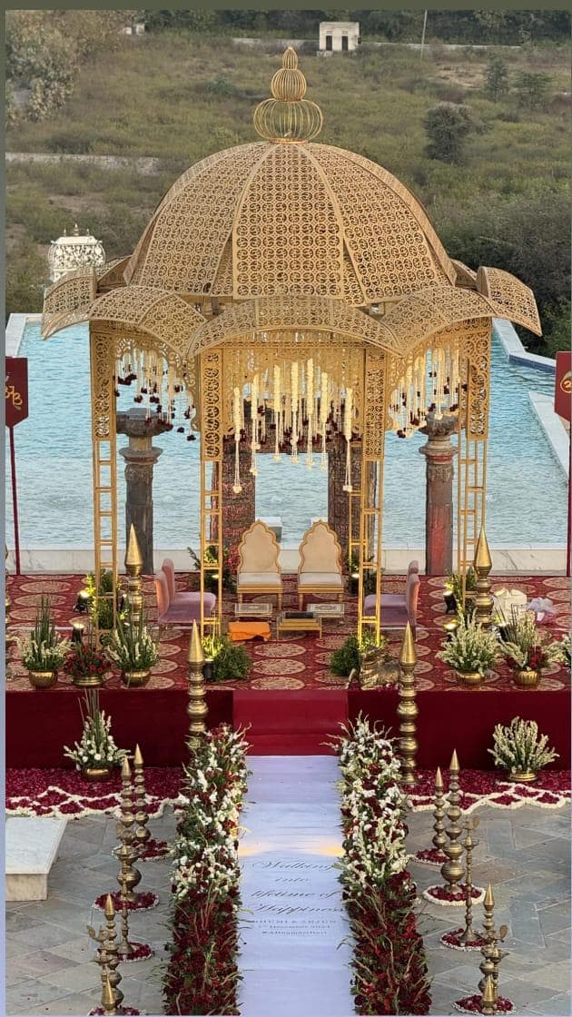 Elegant wedding venue setup with beautiful decorations